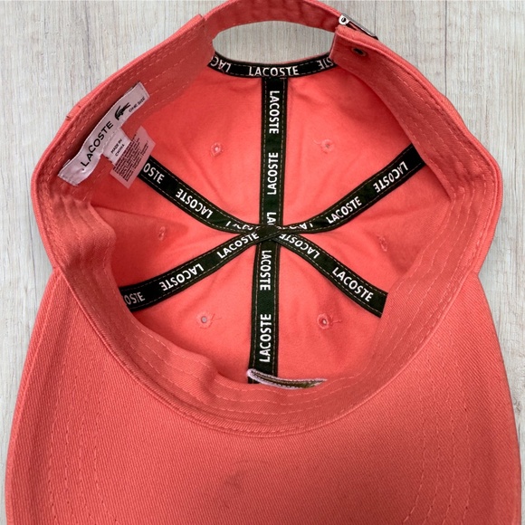 LACOSTE Big Croc Adjustable Baseball Cap Hat Coral Orange Unixex - Picture 6 of 10
